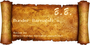 Bunder Barnabás névjegykártya